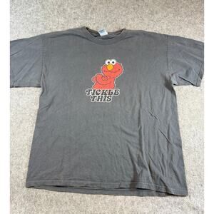 VINTAGE Elmo Tickle Me Shirt Mens Black Sesame Street Graphic Tee Streetwear XL